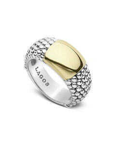 ���S�X ���f�B�[�X �A�N�Z�T���[ �����O LAGOS 18K Yellow Gold & Sterling Silver High Bar Plate Ring Gold/Silver �S�[���h