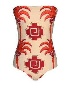 yz WAiIbeB fB[X ㉺Zbg  Alta Mar Bandeau One Piece Swimsuit Ecru/Red/Wine