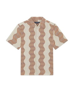 �t���X�R�{�[���J���I�J �����Y �g�b�v�X �V���c �����b�N�X�t�B�b�g Frescobol Carioca Frescobol Carcioca Relaxed Fit Castro Duo Cabana Stripe Shirt Ecru & Sienna �G�N����