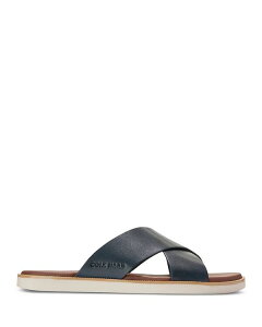yz R[n[ Y T_ V[Y Men's Nantucket Cross Strap Slip On Slide Sandals Navy Blaze