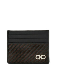 tFK Y ANZT[ z U[ FERRAGAMO Gancio Woven Leather Card Case Brown uE