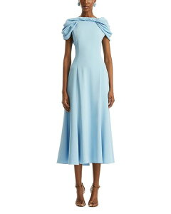 �I�X�J�[ �f �� �����^ ���f�B�[�X �g�b�v�X �����s�[�X �h���[�v �L���b�v Oscar de la Renta Cap Sleeve Twist Neck Draped Cocktail Dress Baby Blue �u���[