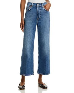���_�� ���f�B�[�X �{�g���X �f�j���p���c ���C�h���b�O �N���b�v�h �W�[���Y RE/DONE High Rise Wide Leg Cropped Jeans in Mid 70s Mid 70S