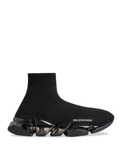 �o�����V�A�K �����Y �V���[�Y �X�j�[�J�[ �j�b�g Balenciaga Men's Speed 2.0 Full Clear Sole Knit Sneakers Noir