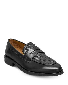 yz A GhY Y Xb|E[t@[ V[Y Men's Como Leather Woven Slip On Loafers Black