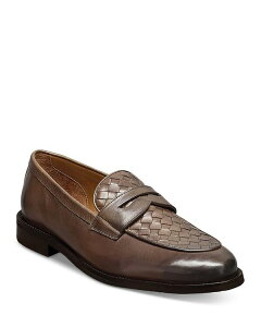 yz A GhY Y Xb|E[t@[ V[Y Men's Como Leather Woven Slip On Loafers Dark Brown