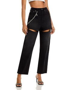 �G���A ���f�B�[�X �{�g���X �f�j���p���c �W�[���Y AREA Slit Jeans Black �u���b�N
