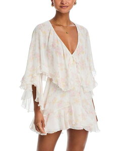 ���u�X�n�b�N�t�@���V�[ ���f�B�[�X �g�b�v�X �����s�[�X �t�����[�� �t���� �t�����[ LoveShackFancy Avaline Floral Ruffle Layered Dress White Peach �z���C�g