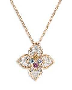 o[gRC fB[X ANZT[ lbNXE`[J[Ey_ggbv [X Roberto Coin 18K Rose Gold Venetian Princess Carnival Multi Gemstone & Diamond Flower Pendant Necklace 16-17" Multi/Pink s