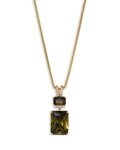 yz ifB[ fB[X lbNXE`[J[Ey_ggbv ANZT[ Macaron Cubic Zirconia Double Drop Pendant Necklace in 18K Gold Plated 16"-18" Gold/Green