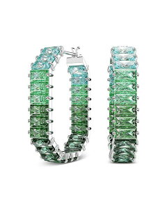 XtXL[ fB[X ANZT[ sAXECO Swarovski Matrix Crystal Oval Hoop Earrings Green O[