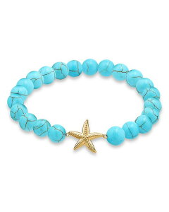 ANA fB[X ANZT[ uXbgEoOEANbg AQUA Starfish Charm Gemstone Beaded Stretch Bracelet in 18K Gold Plated Sterling Silver - Exclusive Blue/Gold u[
