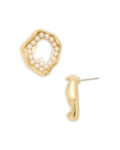 ANA fB[X ANZT[ sAXECO AQUA Imitation Pearl Wavy Open Circle Statement Earrings - Exclusive Gold S[h