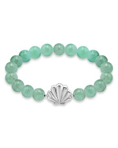 ANA fB[X ANZT[ uXbgEoOEANbg AQUA Clam Shell Charm Gemstone Beaded Stretch Bracelet in Sterling Silver - Exclusive Green/Silver O[