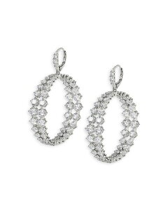 ifB[ fB[X ANZT[ sAXECO Nadri Cubic Zirconia Double Row Drop Hoop Earrings in Rhodium Plated Silver Vo[
