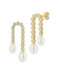 ANA fB[X ANZT[ sAXECO AQUA Hanging Pearl Tennis Drop Earrings Exclusive Gold S[h