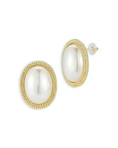 ANA fB[X ANZT[ sAXECO AQUA Imitation Pearl Oval Statement Stud Earrings - Exclusive Gold S[h