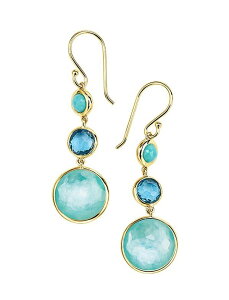 Cb|X^ fB[X ANZT[ sAXECO IPPOLITA 18K Yellow Gold Lollitini Multi-Stone Triple Drop Earrings Blue/Gold u[