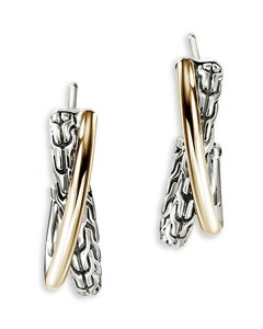 �W�����E�n�[�f�B�[ ���f�B�[�X �A�N�Z�T���[ �s�A�X�E�C�������O JOHN HARDY 14K Yellow Gold & Sterling Silver JH Essentials Crossover Earrings Silver/Gold �S�[���h