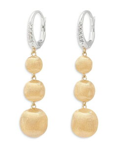 }R r`FS fB[X ANZT[ sAXECO Marco Bicego 18K White & Yellow Gold Africa Diamond Textured Bead Triple Drop Earrings Gold/White zCg