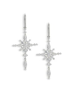 yz ifB[ fB[X sAXECO ANZT[ Cassi Cubic Zirconia Cross Cluster Drop Earrings Silver