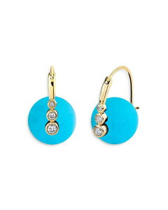 �V�h�j�[�G���@�� ���f�B�[�X �A�N�Z�T���[ �s�A�X�E�C�������O Sydney Evan 14K Yellow Gold Turquoise & Diamond Hoop Earrings Blue �u���[
