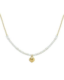 アクア レディース アクセサリー ネックレス・チョーカー・ペンダントトップ レース AQUA Gold Plate Cultured Freshwater Pearl Heart Drop Charm Necklace 16" - Exclusive Gold/Pearl パール