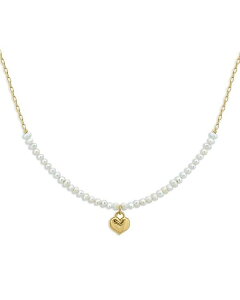 ANA fB[X ANZT[ lbNXE`[J[Ey_ggbv [X AQUA Gold Plate Cultured Freshwater Pearl Heart Drop Charm Necklace 16" - Exclusive Gold/Pearl p[