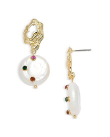 アクア レディース アクセサリー ピアス・イヤリング AQUA Freshwater Pearl & Glass Stone Drop Earrings - Exclusive Gold ゴールド