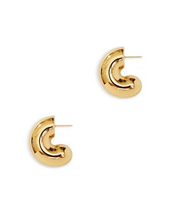 ANA fB[X ANZT[ sAXECO AQUA 24K Yellow Gold Plated Sterling Silver Half Hoop Earrings 1" diameter - Exclusive Gold S[h