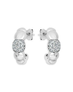 ANA fB[X ANZT[ sAXECO AQUA Pav Croissant Half Hoop Earrings in Sterling Silver - Exclusive Silver Vo[