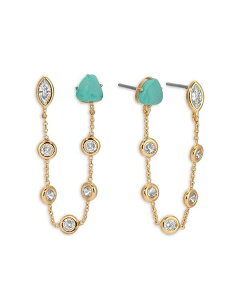 �G�e�B�J ���f�B�[�X �A�N�Z�T���[ �s�A�X�E�C�������O Ettika Turquoise & Cubic Zirconia Chain Connected Double Stud Earrings Turquoise �^�[�R�C�Y