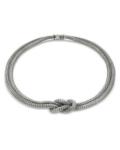 WEn[fB[ fB[X ANZT[ lbNXE`[J[Ey_ggbv [X JOHN HARDY Sterling Silver Love Knot Double Woven Chain Statement Necklace 16" Silver Vo[