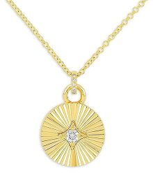 【送料無料】 エフコレクション レディース ネックレス・チョーカー・ペンダントトップ アクセサリー 14K Yellow Gold Fluted Disc Pendant Necklace with Diamonds 0.04 ct. t.w. Gold