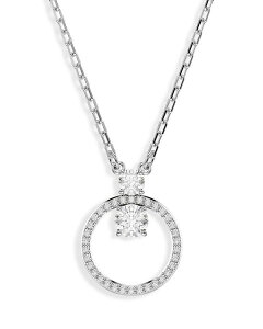 XtXL[ fB[X ANZT[ lbNXE`[J[Ey_ggbv [X Swarovski Constella Crystal Circle Pendant Necklace in Rhodium Plated 14.87"-16.87" Silver Vo[