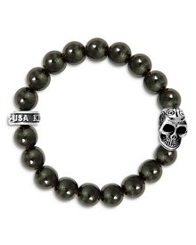 キングベイビー レディース アクセサリー ブレスレット・バングル・アンクレット King Baby Studio Blue Tiger Eye Bead Bracelet with Day of the Dead Skull