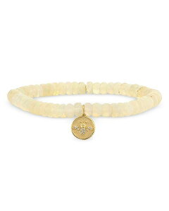 �V�h�j�[�G���@�� ���f�B�[�X �A�N�Z�T���[ �u���X���b�g�E�o���O���E�A���N���b�g Sydney Evan 14K Yellow Gold Ethiopian Opal Rondelle & Diamond Bee Coin Charm Stretch Bracelet White/Gold �z���C�g