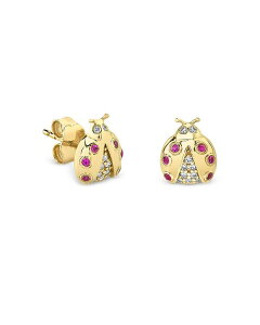 �V�h�j�[�G���@�� ���f�B�[�X �A�N�Z�T���[ �s�A�X�E�C�������O Sydney Evan 14K Yellow Gold Ruby & Diamond Ladybug Stud Earrings Gold �S�[���h