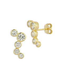 ANA fB[X ANZT[ sAXECO AQUA Cubic Zirconia Bezel Zip Zag Stud Earrings - Exclusive Gold S[h