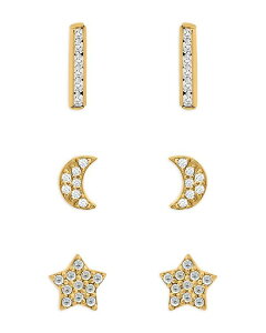 ANA fB[X ANZT[ sAXECO AQUA Cubic Zirconia Celestial Stud Earrings Set of 3 Gold S[h