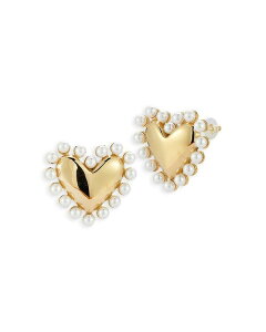 ANA fB[X ANZT[ sAXECO AQUA Imitation Pearl Heart Statement Stud Earrings - Exclusive Gold S[h