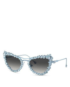 XtXL[ fB[X ANZT[ TOXEACEFA Swarovski Butterfly Removable Crystal Clip On Sunglasses 56mm Blue/Gray Mirrored Gradient O[