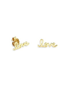 �V�h�j�[�G���@�� ���f�B�[�X �A�N�Z�T���[ �s�A�X�E�C�������O Sydney Evan 14K Yellow Gold Pure Love Script Stud Earrings Gold �S�[���h