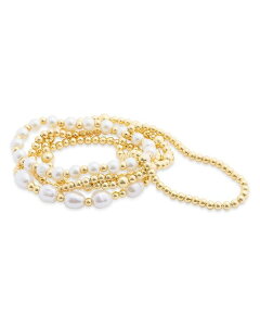 ANA fB[X ANZT[ uXbgEoOEANbg AQUA Cultured Freshwater Pearl Beaded Bracelet Set of 5 - Exclusive Gold S[h