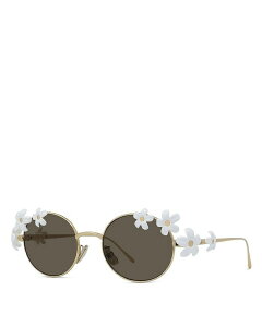 Gx fB[X ANZT[ TOXEACEFA Loewe Signature Flower Framed Yellow Oval Sunglasses 51mm Gold/Brown uE
