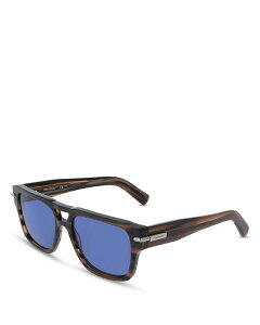 yz tFK fB[X TOXEACEFA ANZT[ Double Bridge Square Sunglasses 56mm Striped Brown