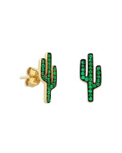 �V�h�j�[�G���@�� ���f�B�[�X �A�N�Z�T���[ �s�A�X�E�C�������O Sydney Evan 14K Yellow Gold Emerald Cactus Stud Earrings Gold �S�[���h