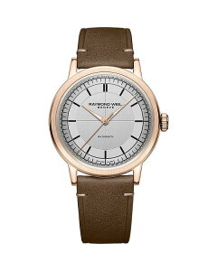 yz Ch EB fB[X rv ANZT[ Millesime Automatic Leather Strap Watch 39.5mm White/Brown