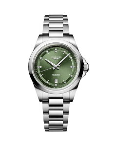 �����W�� ���f�B�[�X �A�N�Z�T���[ �r���v Longines Conquest Sunray Green Watch 30mm Green/Silver �O���[��