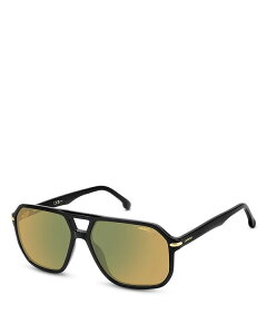 J[i fB[X ANZT[ TOXEACEFA Carrera Square Double Bridge Sunglasses 59mm Black/Yellow ubN